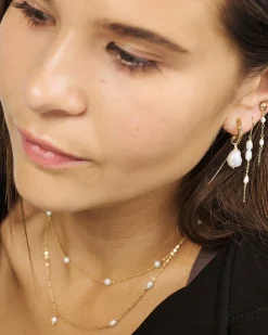 STUDIO SØLV FORGYLDT HALSKÆDE TRACE PEARL - 7223453