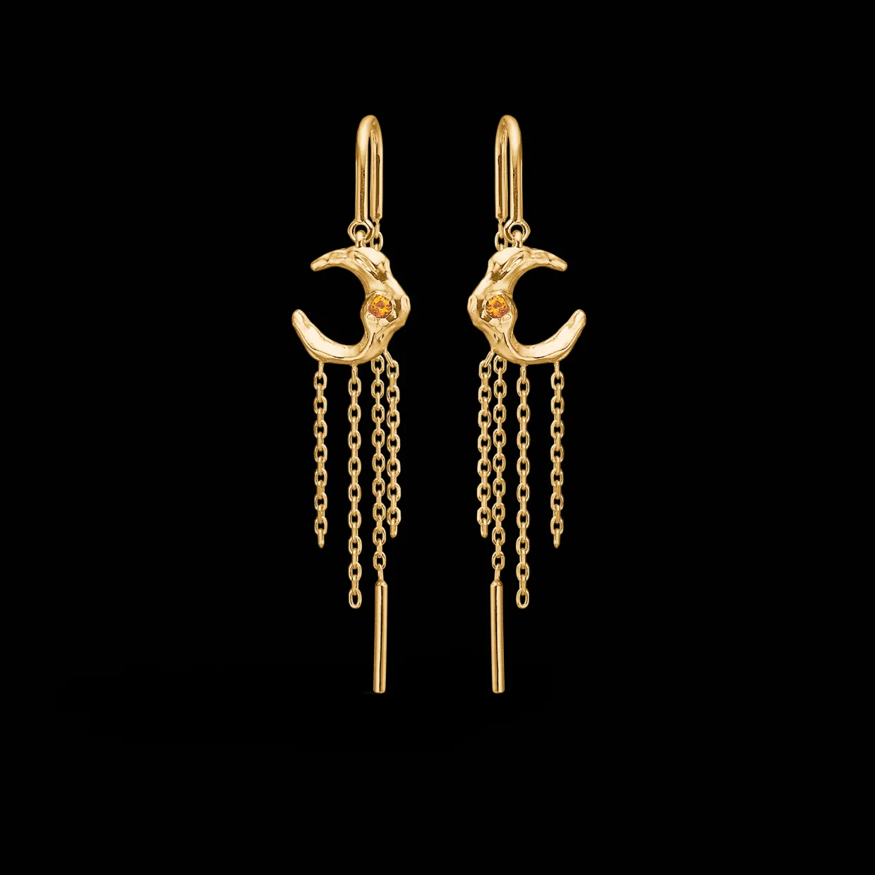STUDIO Z LUNAR ØRERINGE FORGYLDT SØLV MED ORANGE STEN - 7207882