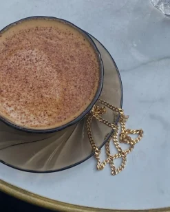 STUDIO Z PLAITED CHAIN KÆDE I SØLV FORGYLDT MED PANSERFLET- 8220317