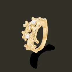 STUDIO Z REEF ESSENCE SØLV FORGYLDT RING MED PERLER - 7243921