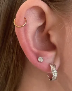 STUDIO Z ØRERING SØLV SHELL ROSA OG GRØN ZIRKONIA - 7117849