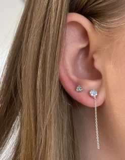 STUDIO Z ØRERINGE SØLV CLUSTER MED GRØN ZIRKONIA - 7117850