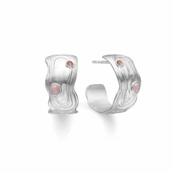STUDIO Z SHELL SØLV ØRERINGE MED ROSA ZIRKONIA - 7117839
