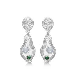 STUDIO Z SØLV ØRERINGE MED GRØN ZIRKONIA - 7117836