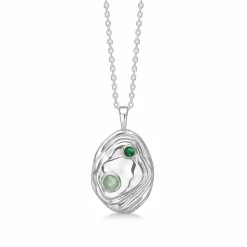 STUDIO Z SØLV SHELL HALSKÆDE MED GRØN ZIRKONIA -7127836
