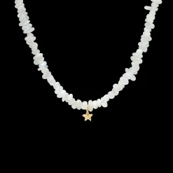 STUDIO Z STARFISH LUSTRE SØLV FORGYLDT HALSKÆDE MED HVIDE MÅNESTEN - 7226894