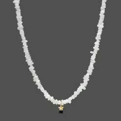 STUDIO Z STARFISH LUSTRE SØLV FORGYLDT HALSKÆDE MED HVIDE MÅNESTEN - 7226894