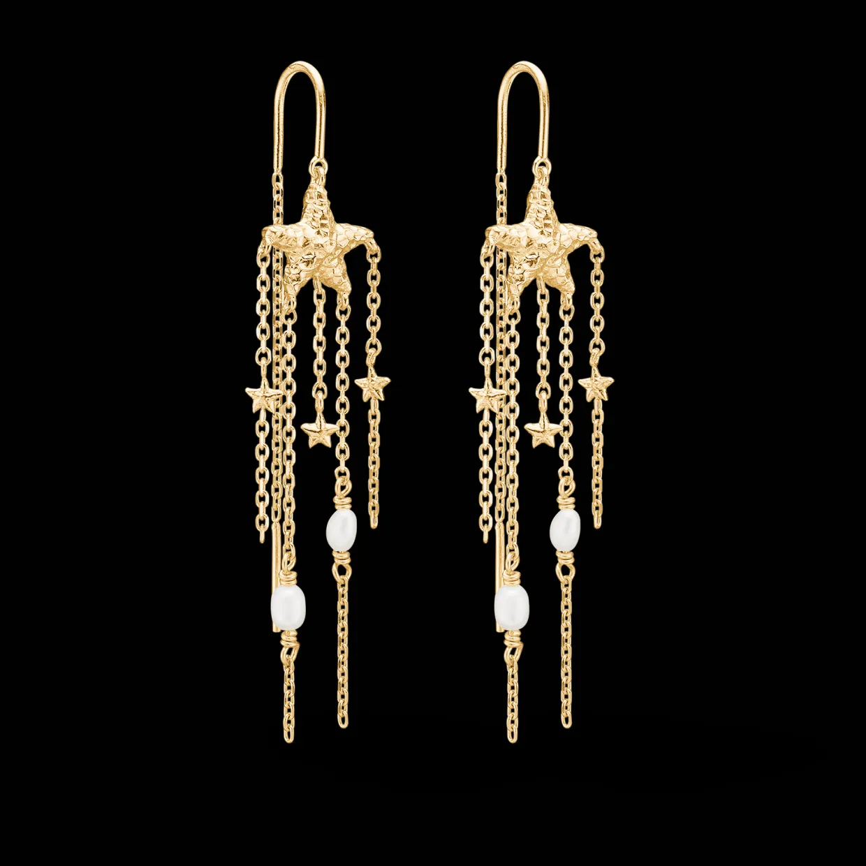 STUDIO Z STARFISH LUSTRE SØLV FORGYLDT ØRERINGE MED PERLER - 7213903