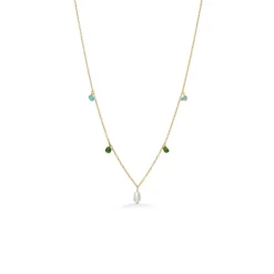 STUDIO Z TWILIGHT HALSKÆDE SØLV FORGYLDT MED STEN OG BAROK PERLE - 8226442