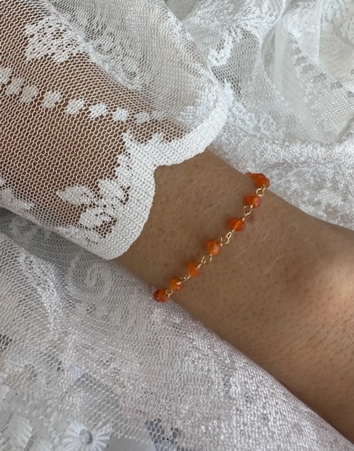 SUSANNE FRIIS BJØRENER SØLVFORGYLDT ARMBÅND KARNEOL - 1433-2-114