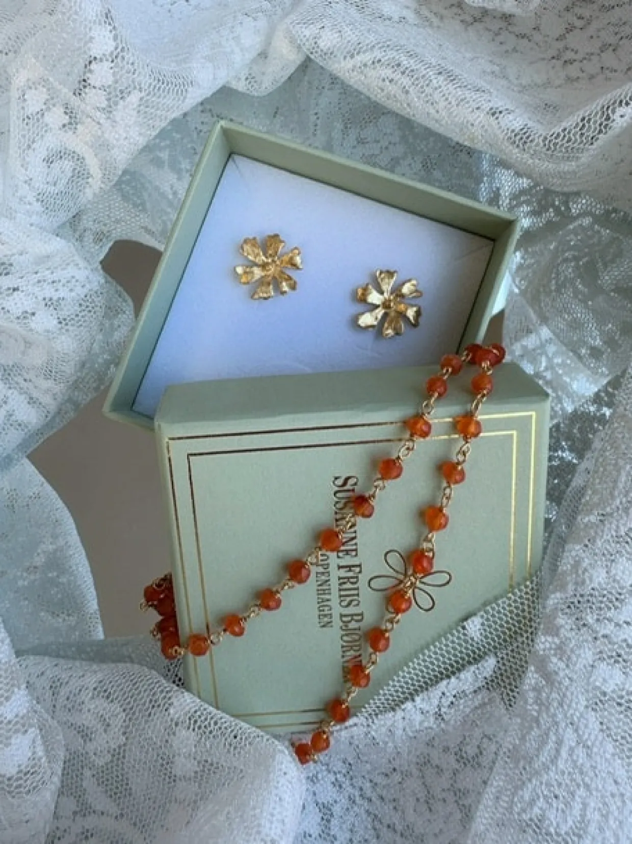 SUSANNE FRIIS BJØRENER SØLVFORGYLDT ARMBÅND KARNEOL - 1433-2-114