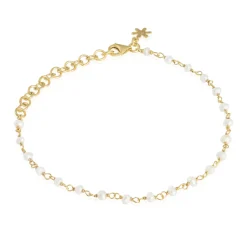 SUSANNE FRIIS BJØRNER ARMBÅND FORGYLDT SØLV MED HVIDE PERLER - 1433-2-900