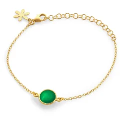 SUSANNE FRIIS BJØRNER ARMBÅND SØLV FORGYLDT GRØN - 1574-2-102