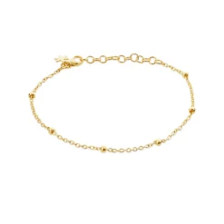 SUSANNE FRIIS BJØRNER ARMBÅND SØLV FORGYLDT MED KUGLER PÅ RUND ANKER KÆDE - 1832-2-20