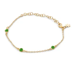 SUSANNE FRIIS BJØRNER ARMBÅND I SØLV FORGYLDT MED GRØN AGAT - 1585-2-102