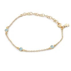 SUSANNE FRIIS BJØRNER ARMBÅND SØLV FORGYLDT MED LYSEBLÅ KRYSTAL - 1585-2-111