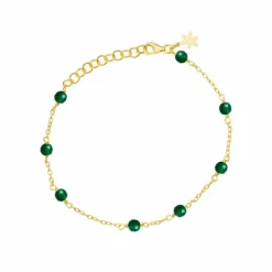 SUSANNE FRIIS BJØRNER ARMBÅND FORGYKDT SØLV MED GRØN AGAT - 1882-2-20-102
