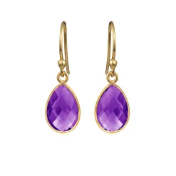 SUSANNE FRIIS BJØRNER FORGYLDTE DRÅBEØRERINGE MED AMETYST - 4068-2-118