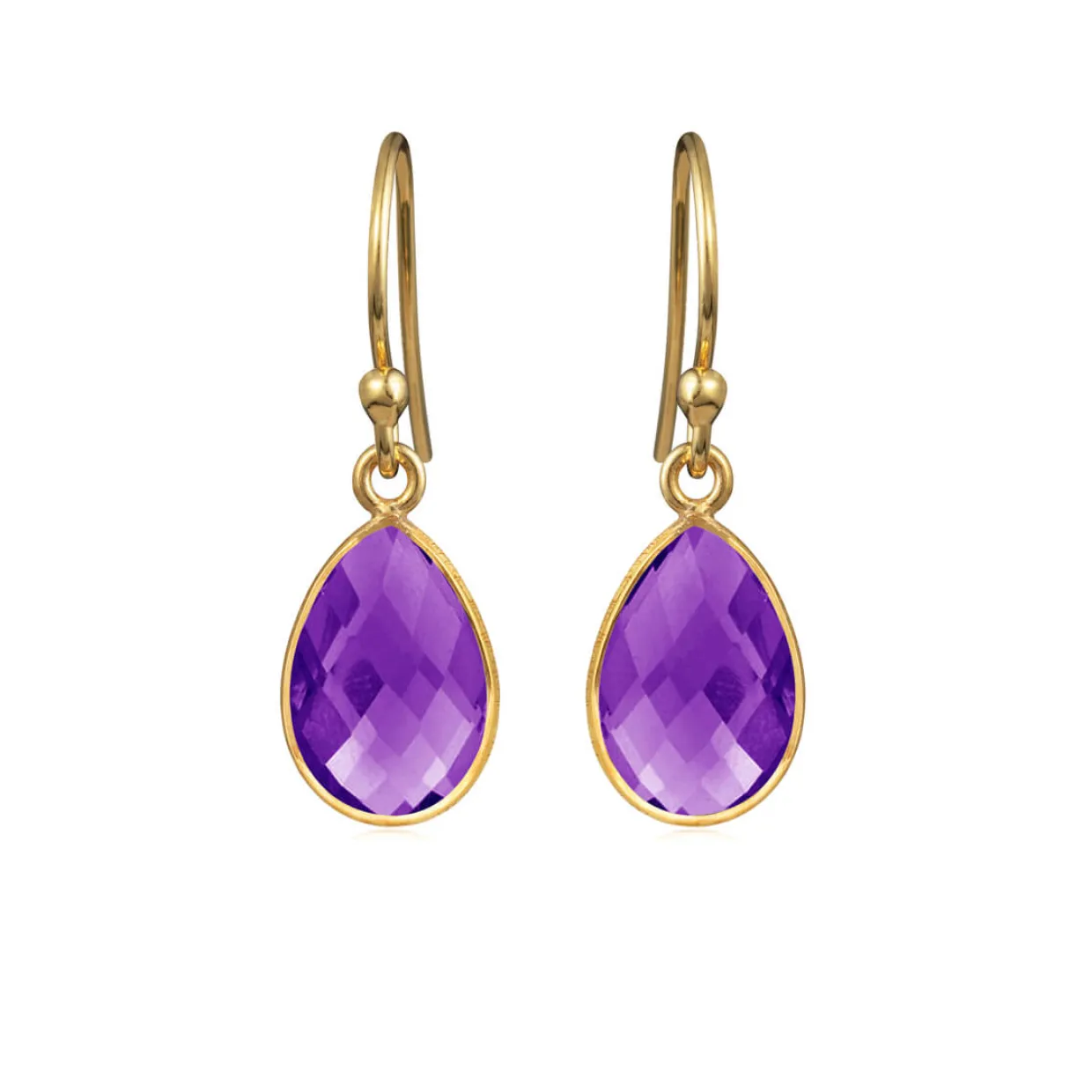 SUSANNE FRIIS BJØRNER FORGYLDTE DRÅBEØRERINGE MED AMETYST - 4068-2-118