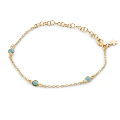 SUSANNE FRIIS BJØRNER FORGYLDT ARMBÅND M 5MM BLÅ KRYSTAL - 1585-2-174