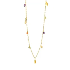 SUSANNE FRIIS BJØRNER HALSKÆDE I FORGYLDT SØLV MED MIX AF STEN - 1904-2-597