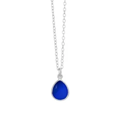 SUSANNE FRIIS BJØRNER HALSKÆDE SØLV MED MØRKEBLÅ KRYSTAL - 1403-1-113