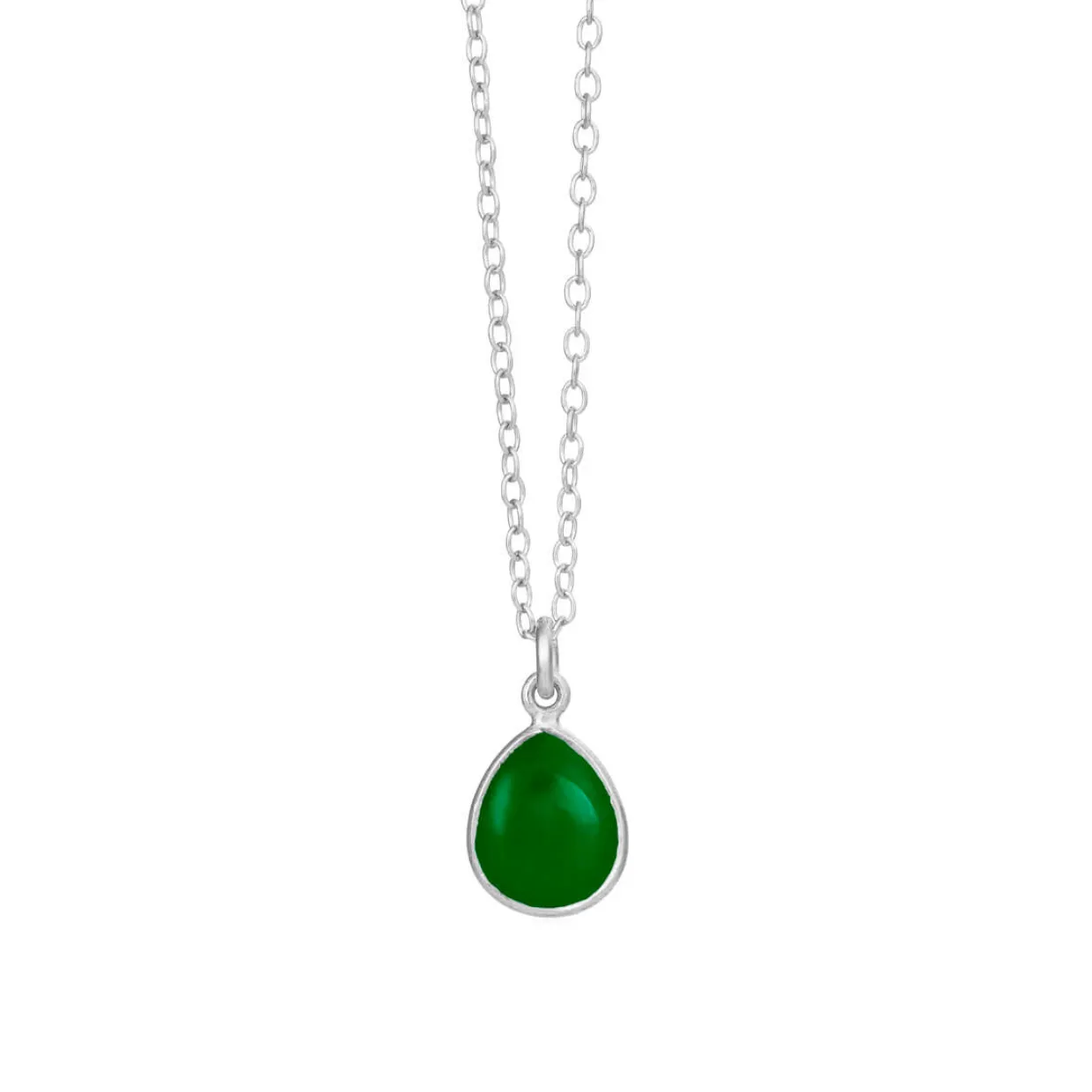 SUSANNE FRIIS BJØRNER HALSKÆDE I SØLV MED GRØN AGAT - 1403-1-102