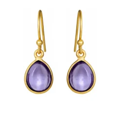 SUSANNE FRIIS BJØRNER ØREHÆNGER I FORGYLDT MED AMETYST KRYSTAL - 5249-2-118