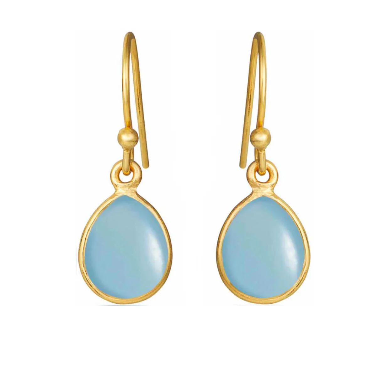 SUSANNE FRIIS BJØRNER ØRERING SØLV FORGYLDT DRÅBE LYSEBLÅ KRYSTAL - 5249-2-111