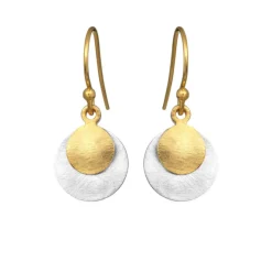 SUSANNE FRIIS BJØRNER ØRERINGE SØLV FORGYLDT MØNT - 5180-2