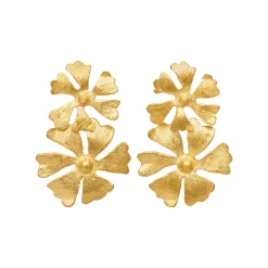 SUSANNE FRIIS BJØRNER ØRERINGE MED TO STORE BLOMSTER I SØLV FORGYLDT - 5699-2