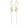 SUSANNE FRIIS BJØRNER ØRERINGE FORGYLDT SØLV MED BLAD, KÆDE OG PERLE - 5629-2-900