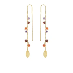 SUSANNE FRIIS BJØRNER ØRERINGE FORGYLDT SØLV MED ÆGTE ÆDELSTEN - 5617-2-555