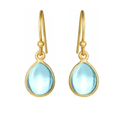 SUSANNE FRIIS BJØRNER ØRERINGE SØLVFORGYLDT MED SYNTETISK TOPAS - 5249-2-186