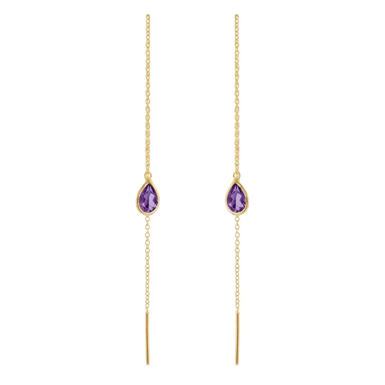 SUSANNE FRIIS BJØRNER ØRERINGE SØLV FORGYLDT KÆDE AMETYST - 5560-2-118