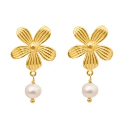 SUSANNE FRIIS BJØRNER ØRERINGE SØLV FORGYLDT BLOMST - 5696-2-900