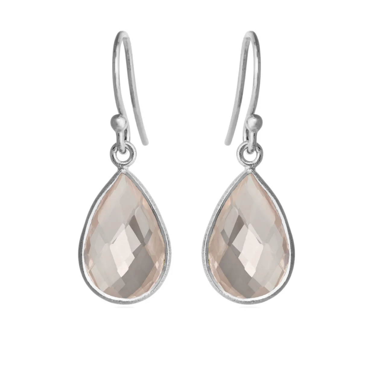 SUSANNE FRIIS BJØRNER ØRERINGE SØLV ROSAKVARTS - 4055-1-106