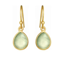 SUSANNE FRIIS BJØRNER ØRERINGE SØLV FORGYLDT MED PREHNIT - 5249-2-116