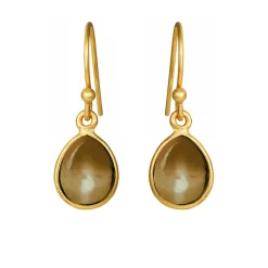 SUSANNE FRIIS BJØRNER ØRERINGE SØLV FORGYLDT HOOK MED RØG QUARTZ - 5249-2-108