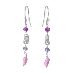 SUSANNE FRIIS BJØRNER ØRERINGE SØLV MED MIX LILLA STEN - 5679-1-599