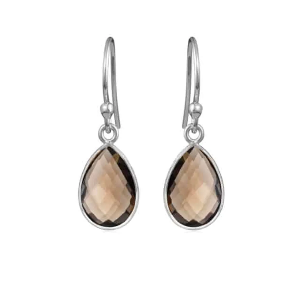 SUSANNE FRIIS BJØRNER ØRERING SØLV FACET SMOKEY QUARTS - 4068-1-108