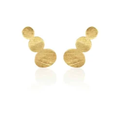 SUSANNE FRIIS BJØRNER ØRESTIK I SØLV FORGYLDT MED TRE MØNTER -5163-2