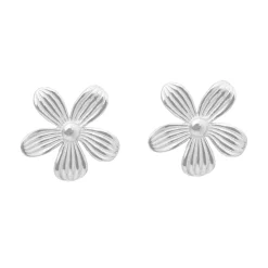 SUSANNE FRIIS BJØRNER ØRESTIK I SØLV MED BLOMST RIFLET - 5696-1-999