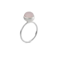 SUSANNE FRIIS BJØRNER RING SØLV LYSERØD CABOCHON STEN STR 48 - 1692-1-112