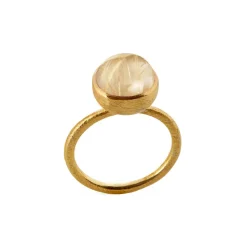 SUSANNE FRIIS BJØRNER RING SØLV FORGYLDT MED RUTILKVARTS - STR. 54 - 1678-2-109