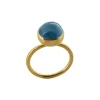 SUSANNE FRIIS BJØRNER RING FORGYLDT SØLV M/ BLÅ KRYSTAL - 1678-2-174