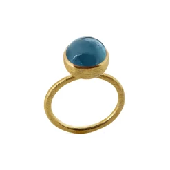SUSANNE FRIIS BJØRNER RING FORGYLDT SØLV M/ BLÅ KRYSTAL - 1678-2-174