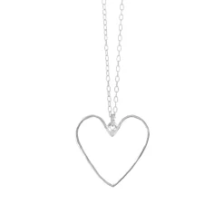 SUSANNE FRIIS BJØRNER SØLV HALSKÆDE HJERTE HAMRET 20MM - 1910-1-45-20