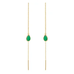 SUSANNE FRIIS BJØRNER SØLV FORGYLDT ØREKÆDE MED GRØN AGAT - 5560-2-102