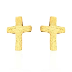 SUSANNE FRIIS BJØRNER SØLV FORGYLDT ØRERINGE KORS - 5311-2